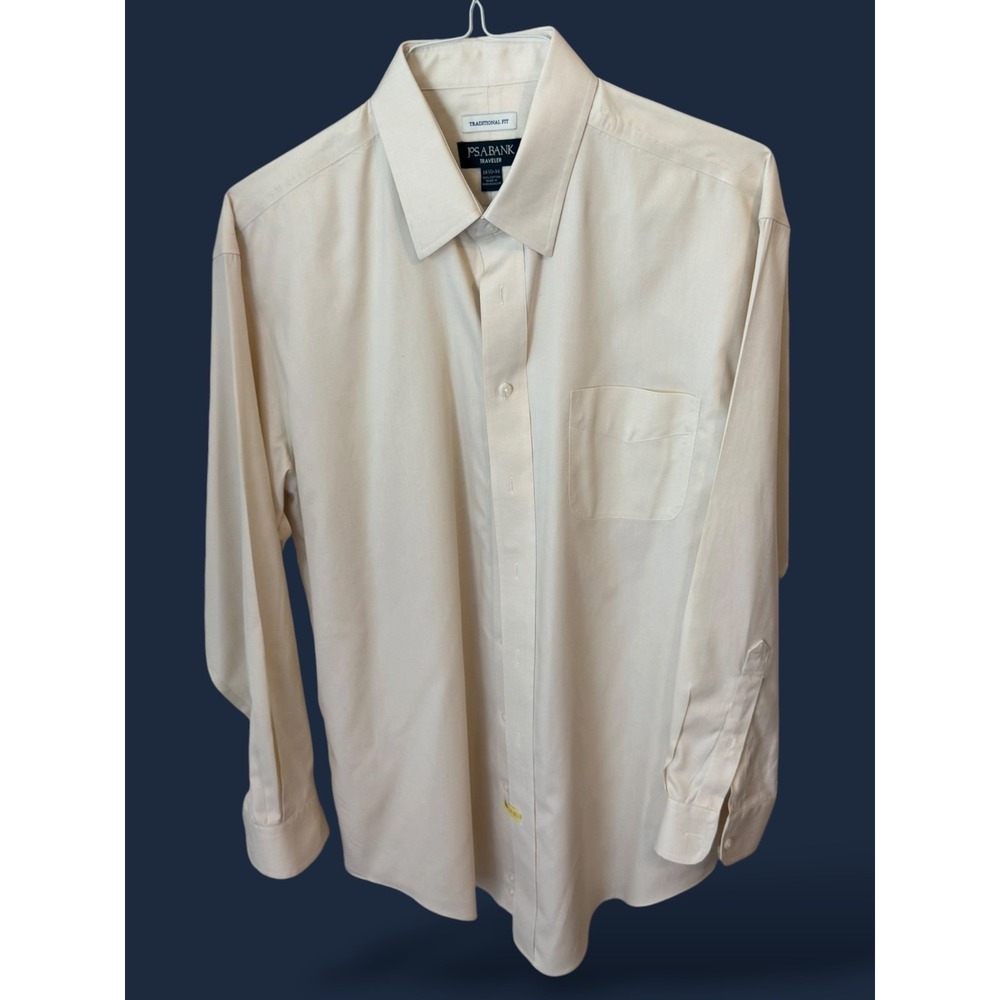 Jos. A. Bank Traveler Collection Cream Dress Shirt - Traditional Fit – 16 ½ x 34